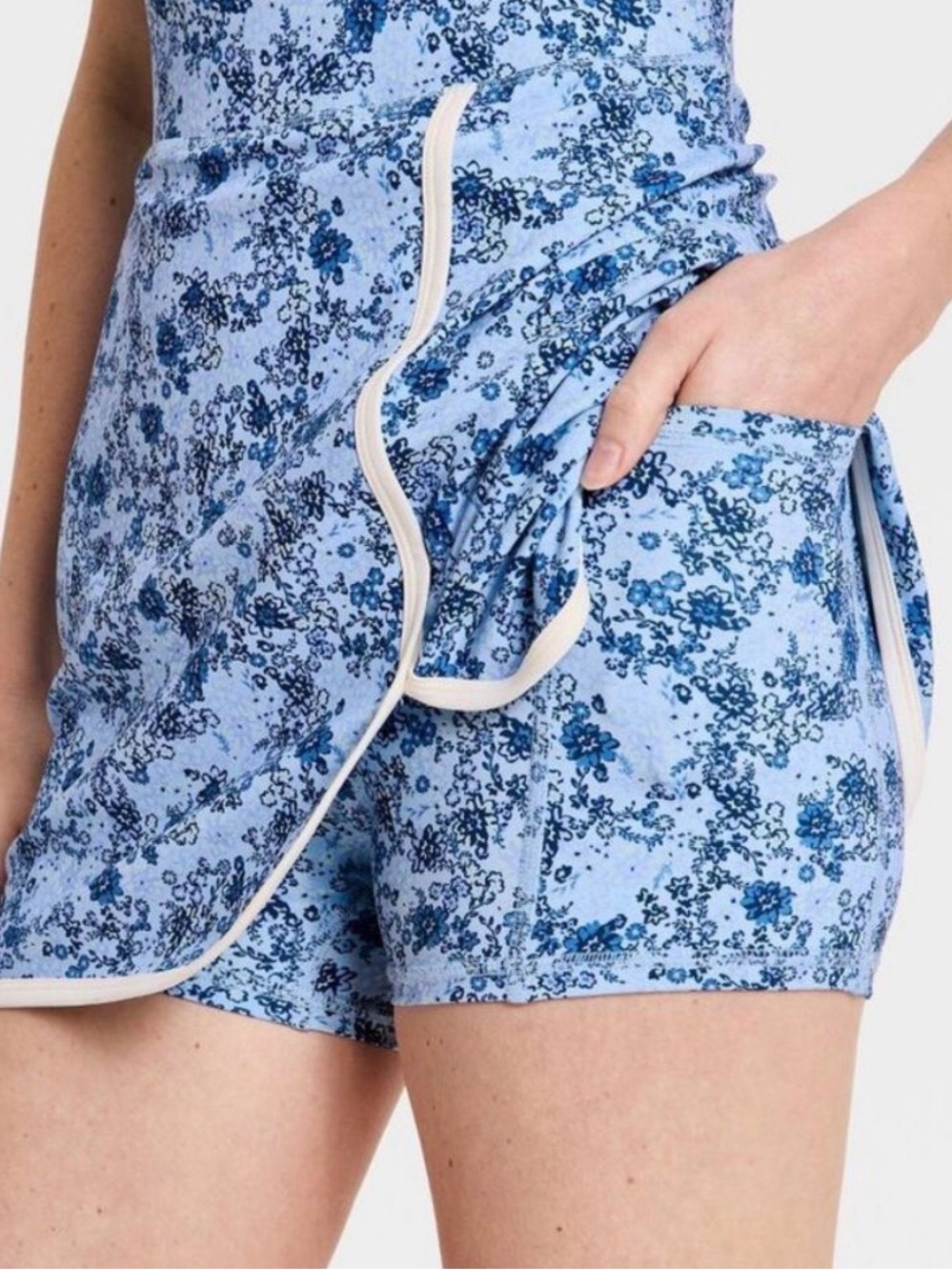 JoyLab Blue Floral Tank Dress with White Trim size XL - Picture 4 of 4